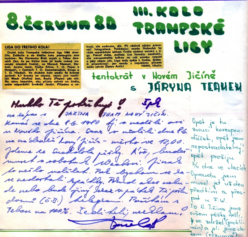8.6.80 - Nový Jičín :  Hulho jde na Járyna team